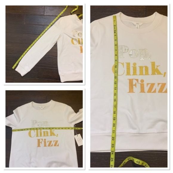NWT 1901 White Pop, Clink, Fizz Graphic Long Sleeve Sweatshirt Medium - Picture 11 of 11